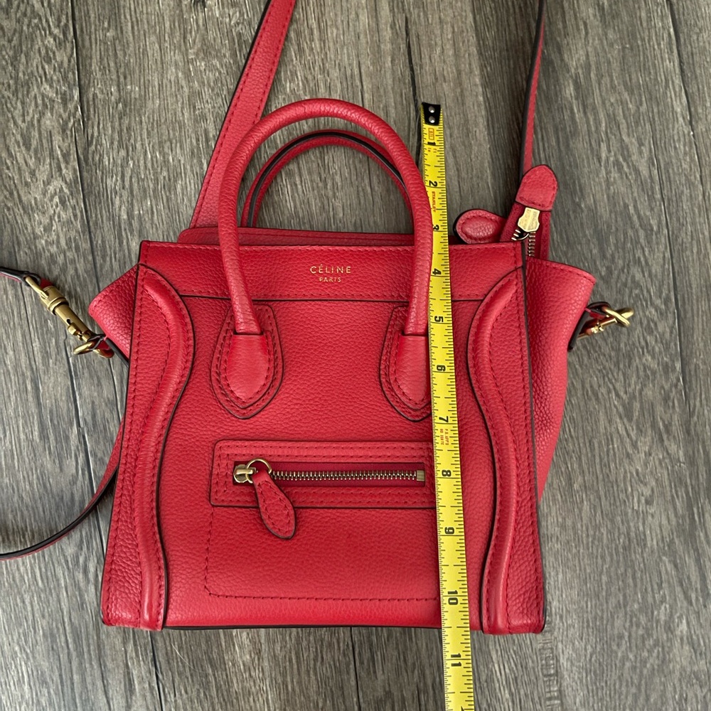 Authentic Celine Nano Luggage Red Bag Crossbody - Picture 10 of 15